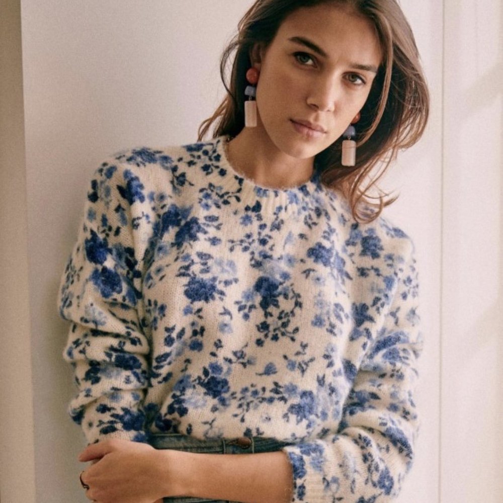 Like New Sezane Amaya Sweater in “Peonies” color